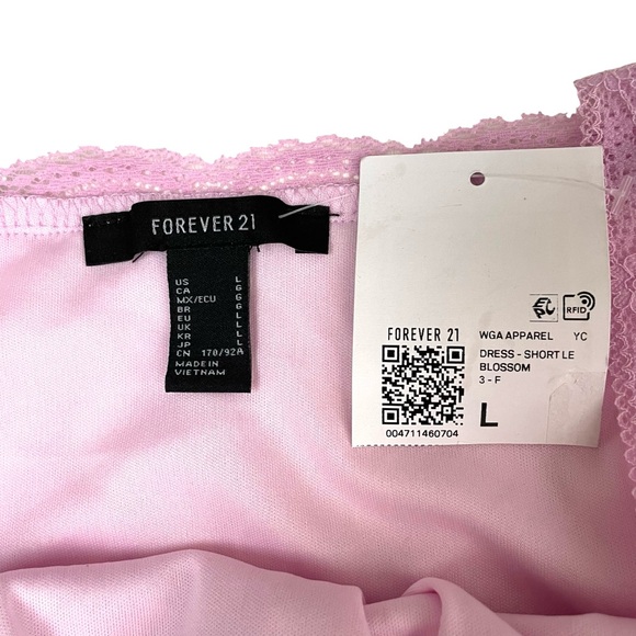 Forever 21 Short LE Lace Pink Blossom Mini Dress Large NWT - Picture 7 of 12
